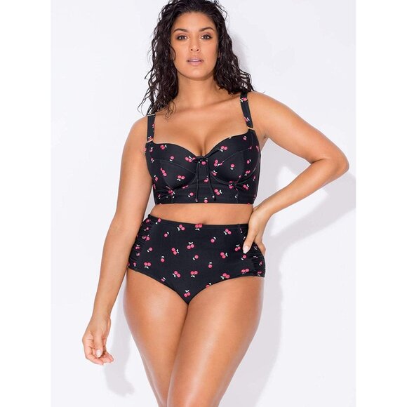 🆕Women’s Sweet Cherry Plus-Size Long Lined Underwire Bikini Top Nylon Swimwear - Picture 5 of 5
